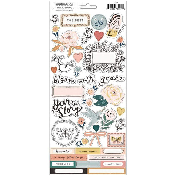 Scrapbooking  Fresh Bouquet Cardstock Stickers 68/Pkg vellum