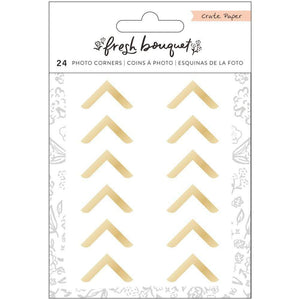 Scrapbooking  Fresh Bouquet Gold Photo Corners 24/Pkg vellum