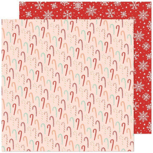 Scrapbooking  Busy Sidewalks Double-Sided Cardstock 12"X12" - Candy Cane Christmas Paper 12"x12"