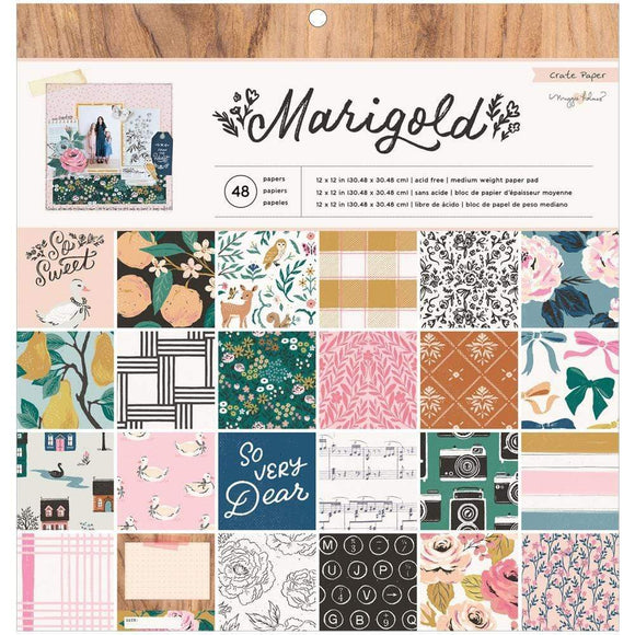 Scrapbooking  Crate Paper Maggie Holmes Marigold Single-Sided Paper Pad 12