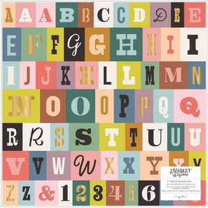 Scrapbooking  Maggie Holmes Market Square Specialty Paper 12"X12" Foiled Cardstock Letter Press Paper 12"x12"