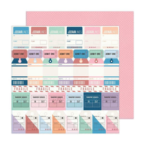 Scrapbooking  Maggie Holmes Round Trip Double-Sided Cardstock 12"X12" - Tickets Paper 12"x12"