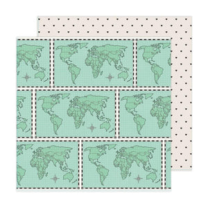 Scrapbooking  Maggie Holmes Round Trip Double-Sided Cardstock 12"X12" - World Traveller Paper 12"x12"