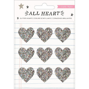 Scrapbooking  All Heart Acrylic Stickers 9/Pkg Hearts W/Holographic Glitter Paper 12x12