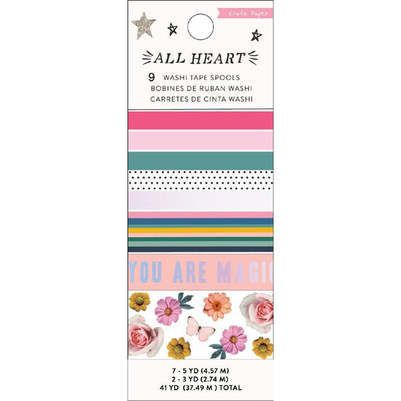 Scrapbooking  All Heart Washi Tape 9/Pkg Paper 12x12