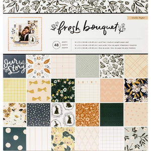 Scrapbooking  Crate Paper Fresh Bouquet Single-Sided Paper Pad 12"X12" 48/Pkg , 24 Designs Paper Pad