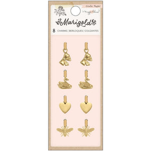 Scrapbooking  Maggie Holmes Marigold Charm Embellishments 8/Pkg Gold Icons Puffy Stickers