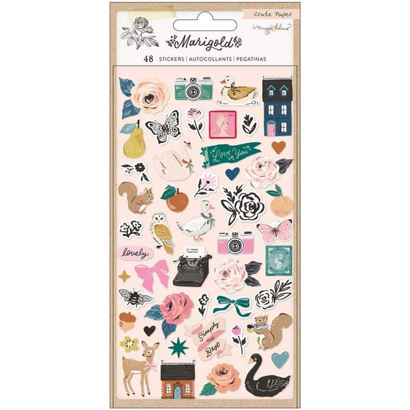 Scrapbooking  Maggie Holmes Marigold Puffy Stickers 48/Pkg Puffy Stickers