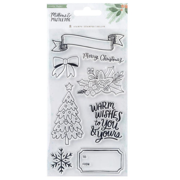 Scrapbooking  Crate Paper Mittens & Mistletoe Acrylic Clear Stamps 8/Pkg stamps