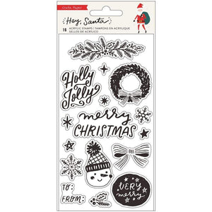 Scrapbooking  Hey, Santa Acrylic Clear Stamps 16/Pkg Chipboards