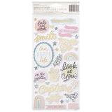 Scrapbooking  Crate Paper Maggie Holmes Gingham Garden Thickers Stickers 65/Pkg Phrase W/Gold Foil stickers