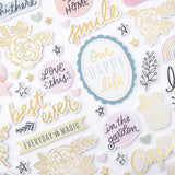 Scrapbooking  Crate Paper Maggie Holmes Gingham Garden Thickers Stickers 65/Pkg Phrase W/Gold Foil stickers
