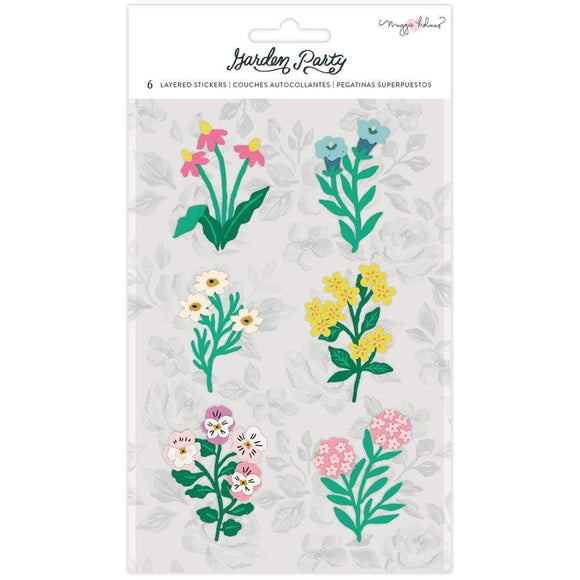 Scrapbooking  Maggie Holmes Garden Party Layered Stickers 6/Pkg stickers