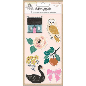 Scrapbooking  Maggie Holmes Marigold Embossed Puffy Stickers 7pc stickers