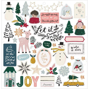 Scrapbooking  Snowflake Chipboard Stickers 49/Pkg W/Copper Foil Accents stickers