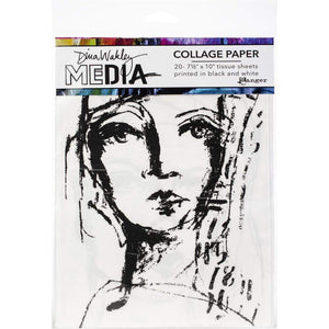 Scrapbooking  Dina Wakley Media Collage Tissue Paper 7.5"X10" 20/Pkg Faces mixed media