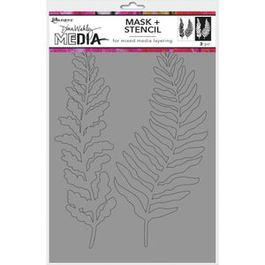 Scrapbooking  Dina Wakley Media Stencils + Masks 6"X9"  Curly Frond Stencil Paper Collections 12x12