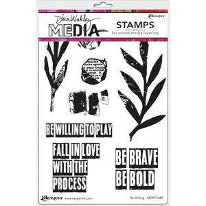 Scrapbooking  Dina Wakley Media Cling Stamps 6"X9" Be Willing Paper Collections 12x12