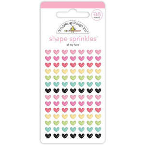 Scrapbooking  Doodlebug Sprinkles Adhesive Enamel Shapes - All My Love Embellishments