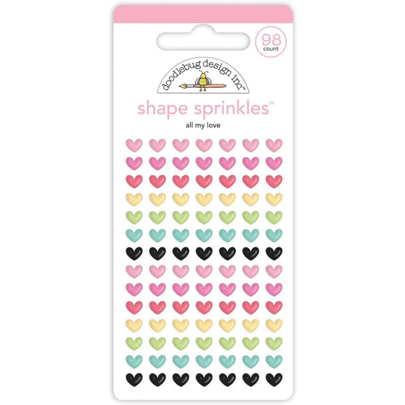 Scrapbooking  Doodlebug Sprinkles Adhesive Enamel Shapes - All My Love Embellishments