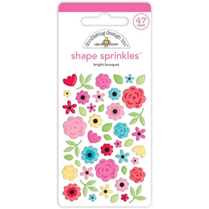 Scrapbooking  Doodlebug Sprinkles Adhesive Enamel Shapes Bright Bouquet kit