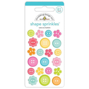 Scrapbooking  Doodlebug Sprinkles Adhesive Enamel Shapes Cute As A Button Embellishments