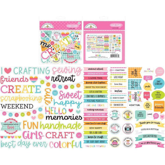 Scrapbooking  Doodlebug Odds & Ends Chit Chat Die-Cuts Cute & Crafty 85pk Ephemera