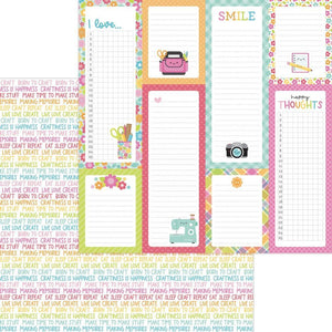 Scrapbooking  Cute & Crafty Double-Sided Cardstock 12"X12" - Happy Thoughts Paper 12"x12"