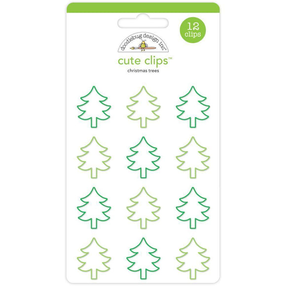 Scrapbooking  Doodlebug Cute Clips Christmas Trees 12/Pkg Paper Collections 12x12