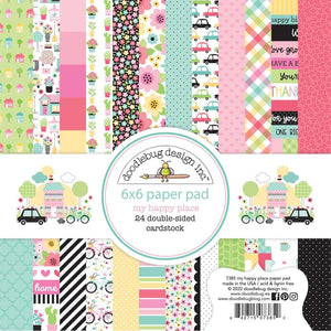 Scrapbooking  Doodlebug Double-Sided Paper Pad 6"X6" 24/Pkg My Happy Place, 12 Designs Paper Pad