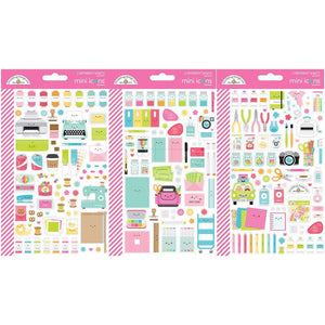 Scrapbooking  Cute & Crafty Mini Cardstock Stickers 3/Pkg Icons stickers