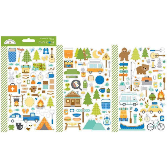 Scrapbooking  Dooblebug Mini Cardstock Stickers 3/Pkg Great Outdoors Icons stickers
