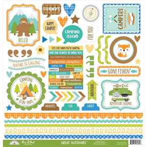 Scrapbooking  Doodlebug This & That Cardstock Stickers 12"X12" Great Outdoors stickers