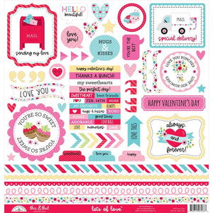 Scrapbooking  Doodlebug This & That Cardstock Stickers 12"X12" Lots Of Love stickers