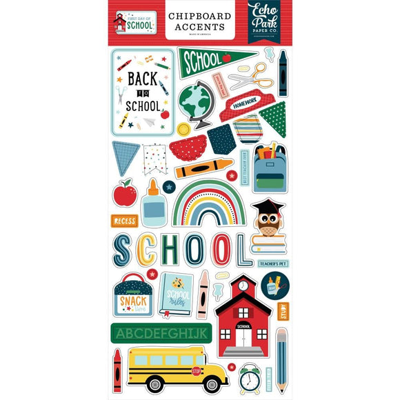 Scrapbooking  Echo Park First Day Of School Chipboard 6