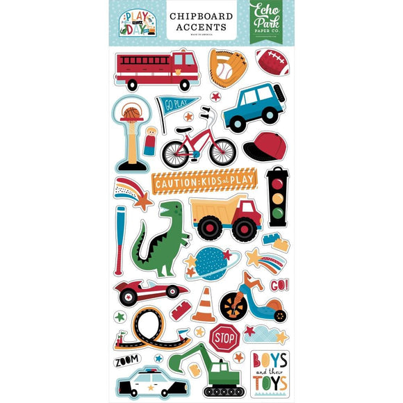 Scrapbooking  Echo Park Play All Day Boy Chipboard 6