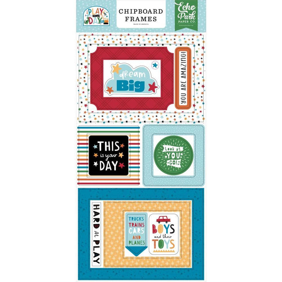 Scrapbooking  Echo Park Play All Day Boy Chipboard 6