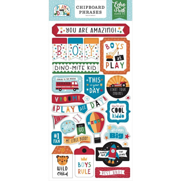 Scrapbooking  Echo Park Play All Day Boy Chipboard 6