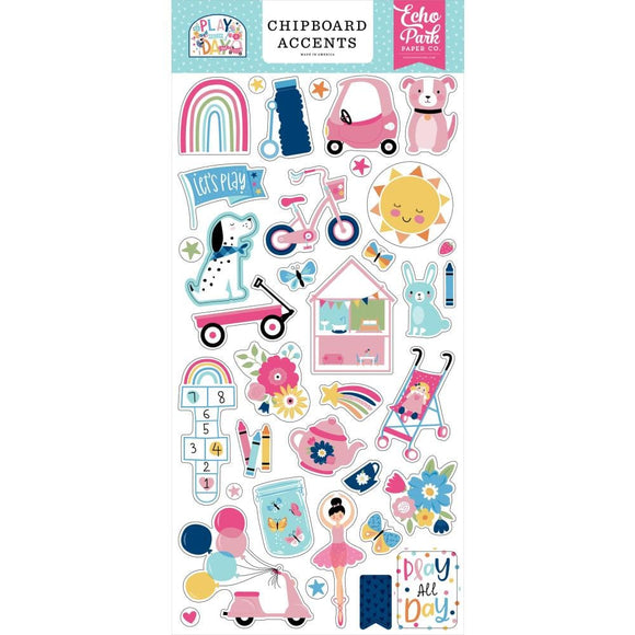 Scrapbooking  Echo Park Play All Day Girl Chipboard 6