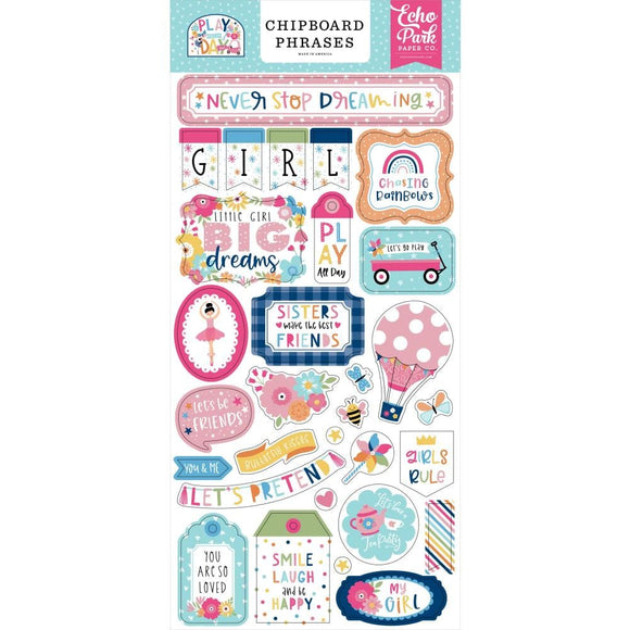 Scrapbooking  Echo Park Play All Day Girl Chipboard 6