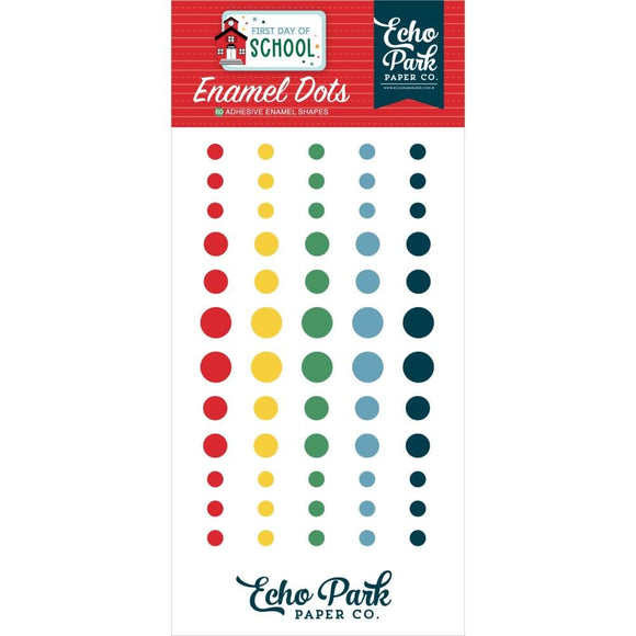 Scrapbooking  Echo Park Adhesive Enamel Dots 60/Pkg First Day Of School Embellishments