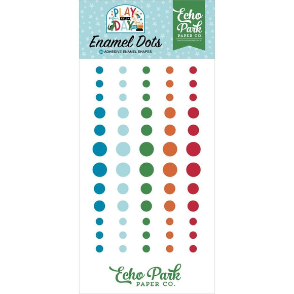 Scrapbooking  Echo Park Adhesive Enamel Dots 60/Pkg Play All Day Boy embellishments