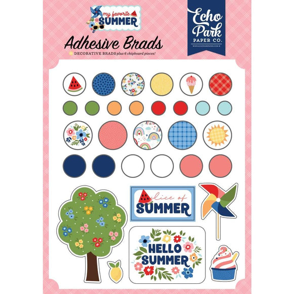 Scrapbooking  Echo Park Decorative Brads My Favorite Summer 31pk Embellishments