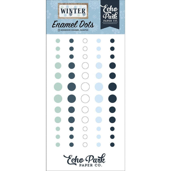 Scrapbooking  Echo Park Winter Adhesive Enamel Dots 60/Pkg Embellishments