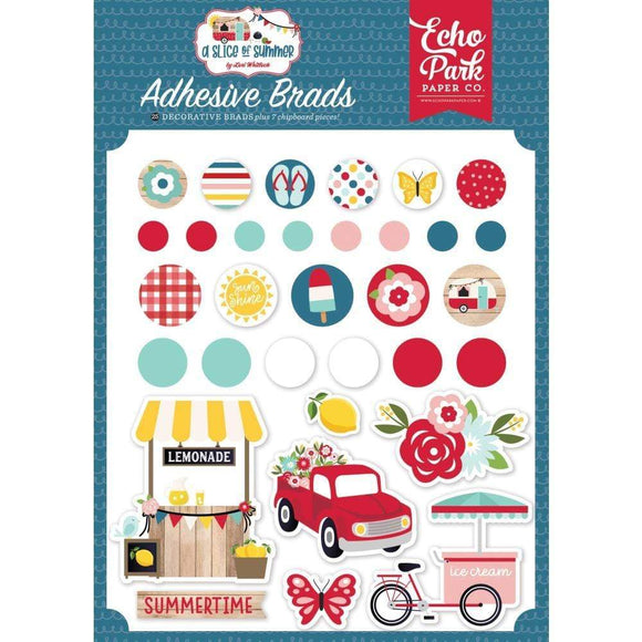 Scrapbooking  Echo Park A Slice Of Summer Decorative Brads  25pk enamel dots