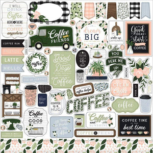 Scrapbooking  Coffee & Friends Cardstock Stickers 12"X12" Elements Ephemera