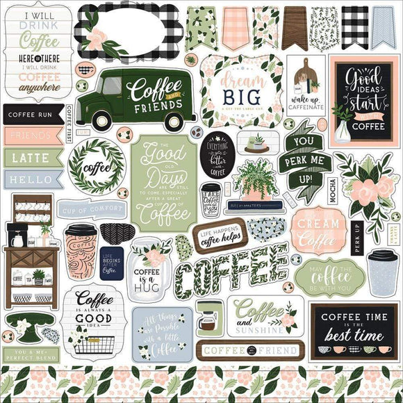 Scrapbooking  Coffee & Friends Cardstock Stickers 12
