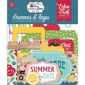 Scrapbooking  Echo Park A Slice Of Summer Cardstock Ephemera 33/Pkg Frames & Tags Ephemera