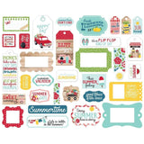Scrapbooking  Echo Park A Slice Of Summer Cardstock Ephemera 33/Pkg Frames & Tags Ephemera