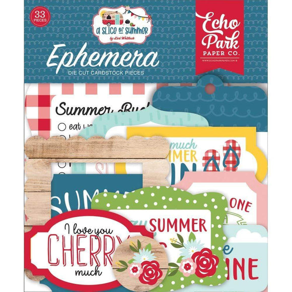 Scrapbooking  Echo Park A Slice Of Summer Cardstock Ephemera 33/Pkg Icons Ephemera